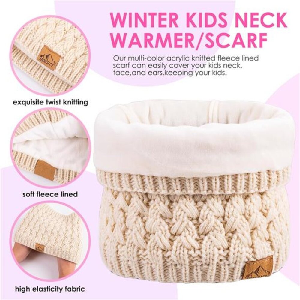 Kids Pompom Winter Beanie Hat Scarf Gloves Set - Picture 6 of 7